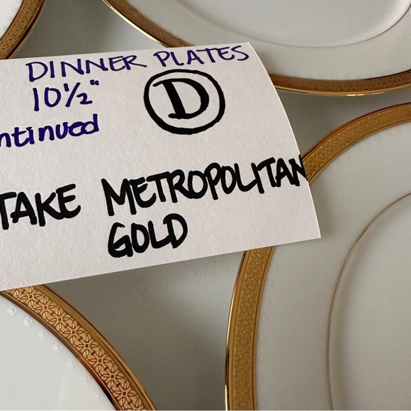 4 Noritake Dinner Plates 10" METROPOLITAN GOLD Encrusted Band China Contemporary - Picture 7 of 16